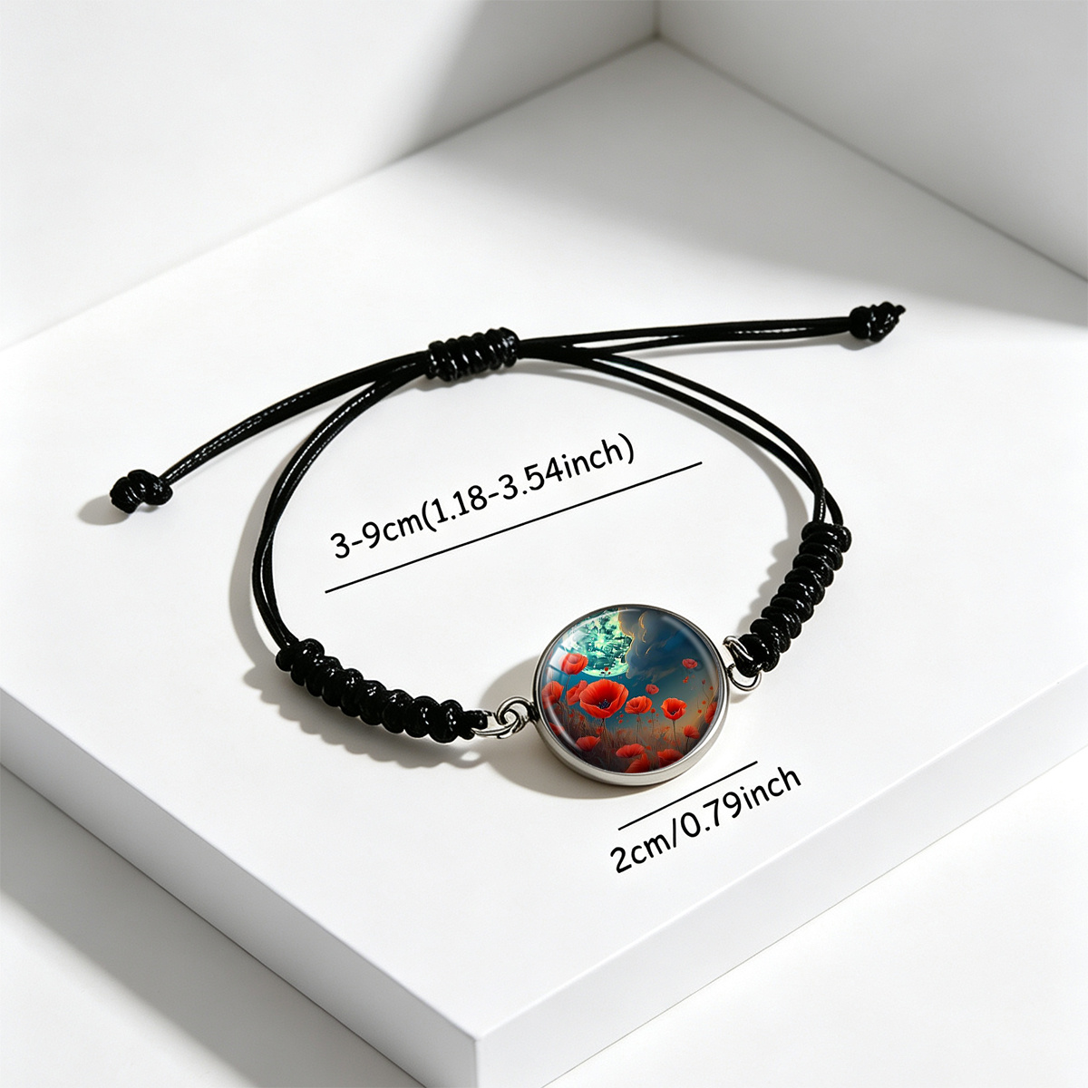 Unisex Night Sky Full Red Poppy Sea Scenery Adjustable Bracelet